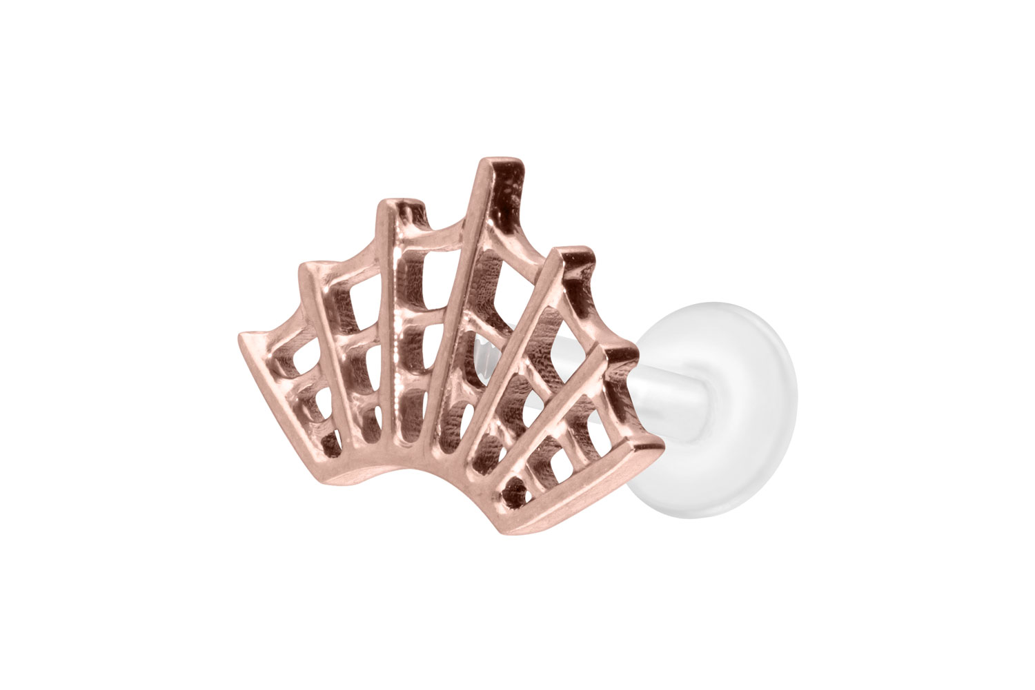 PTFE Labret Piercing mit Innengewinde + Titan-Aufsatz SPINNENNETZ
